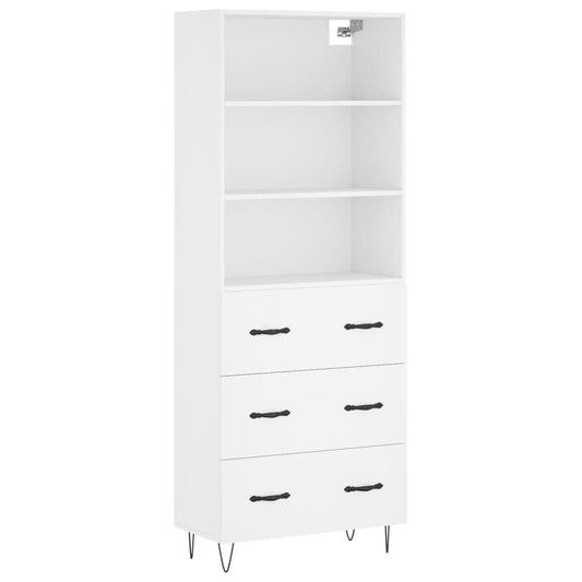Skříň Highboard Bílá 69,5 X 34 X 180 Cm Kompozitní Dřevo