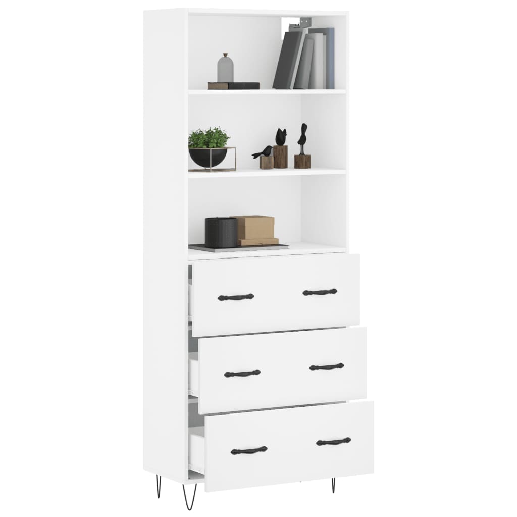 Skříň Highboard Bílá 69,5 X 34 X 180 Cm Kompozitní Dřevo