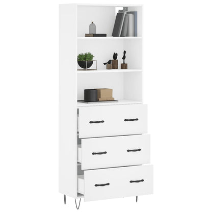 Skříň Highboard Bílá 69,5 X 34 X 180 Cm Kompozitní Dřevo