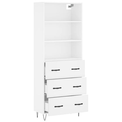 Skříň Highboard Bílá 69,5 X 34 X 180 Cm Kompozitní Dřevo