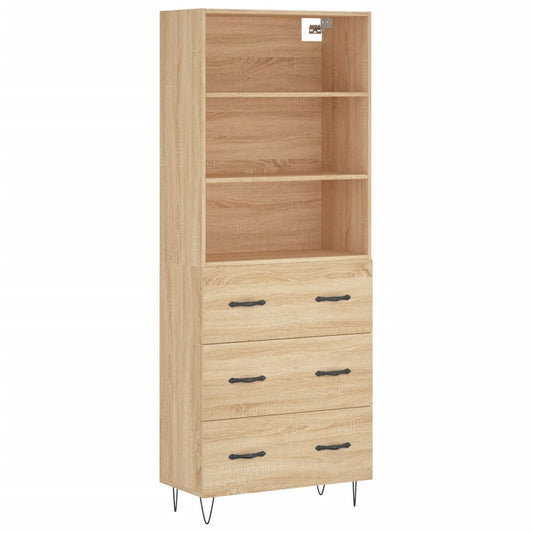 Skříň Highboard Dub Sonoma 69,5 X 34 X 180 Cm Kompozitní Dřevo