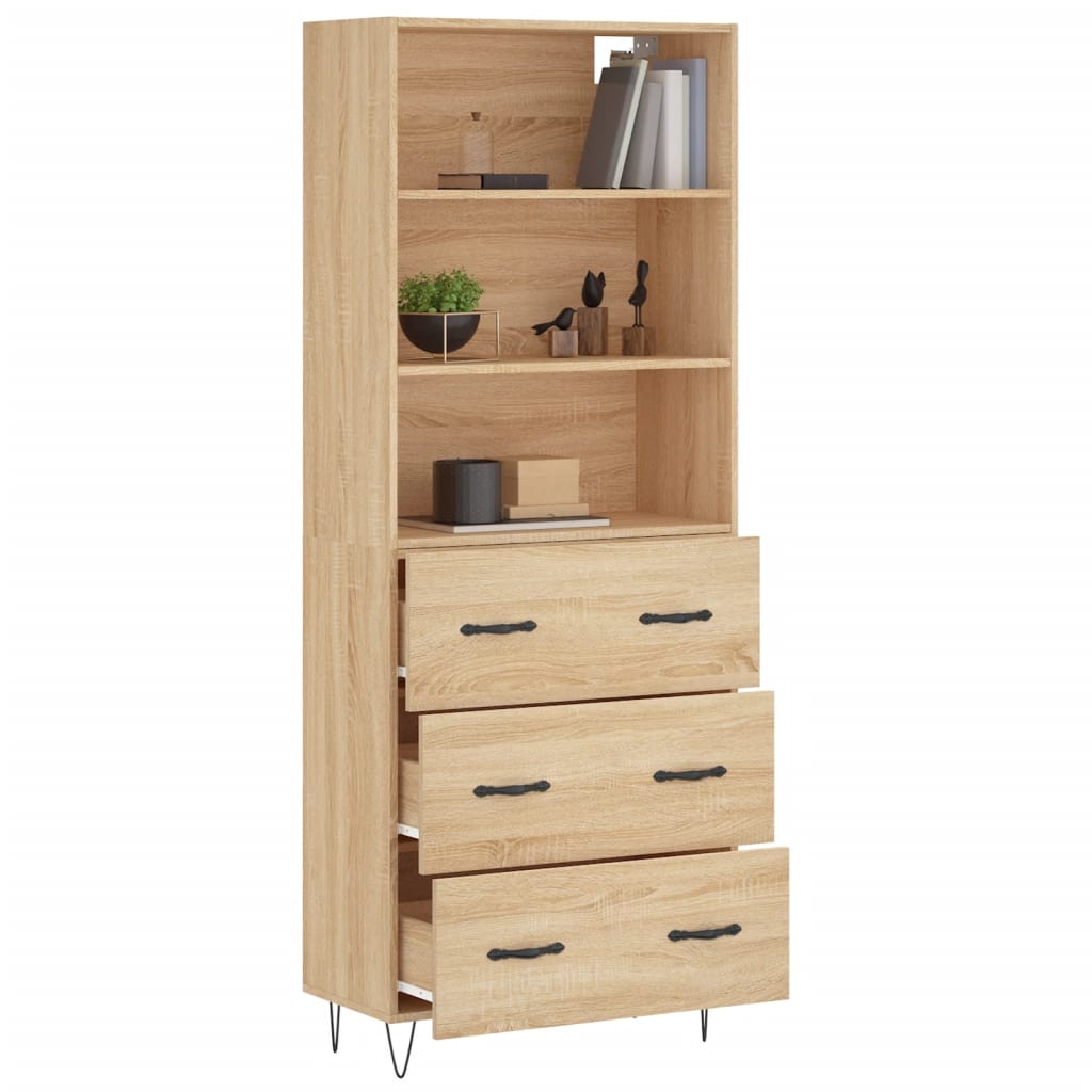 Skříň Highboard Dub Sonoma 69,5 X 34 X 180 Cm Kompozitní Dřevo