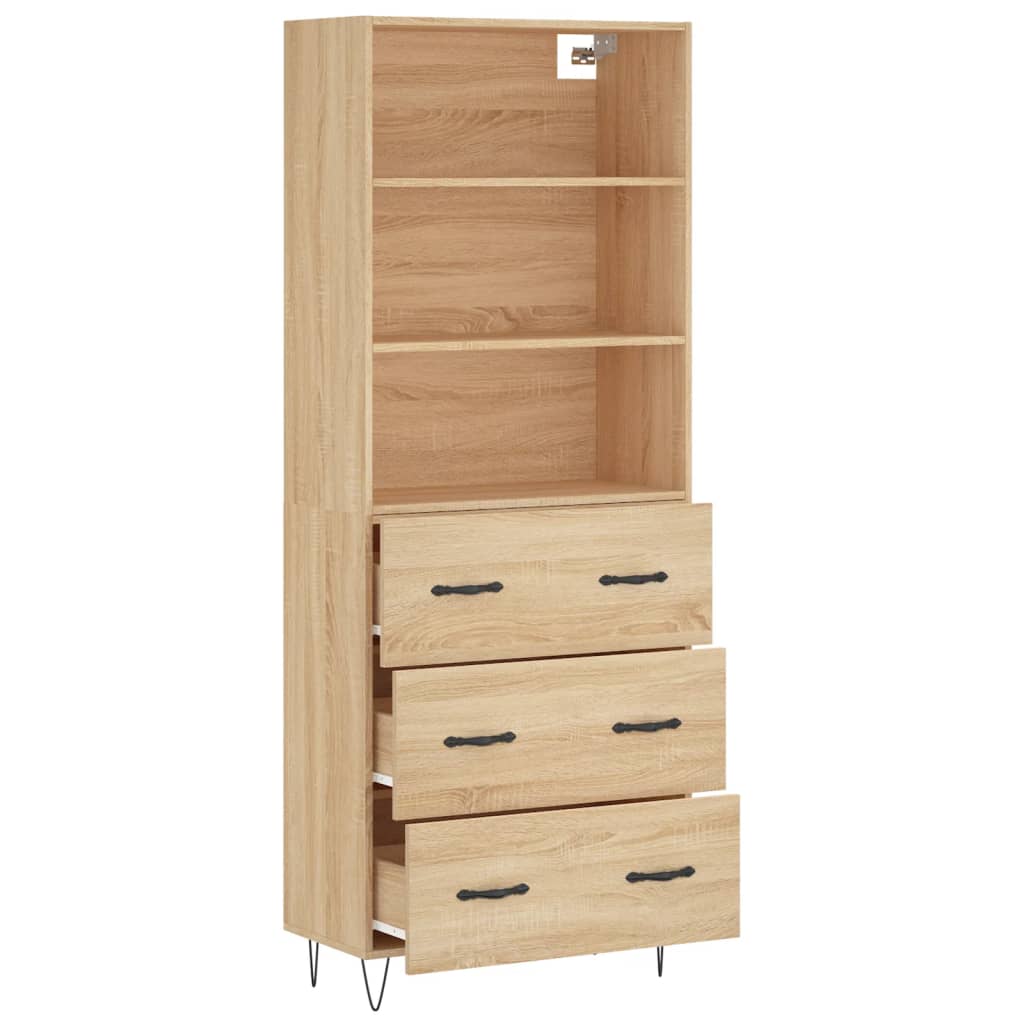 Skříň Highboard Dub Sonoma 69,5 X 34 X 180 Cm Kompozitní Dřevo