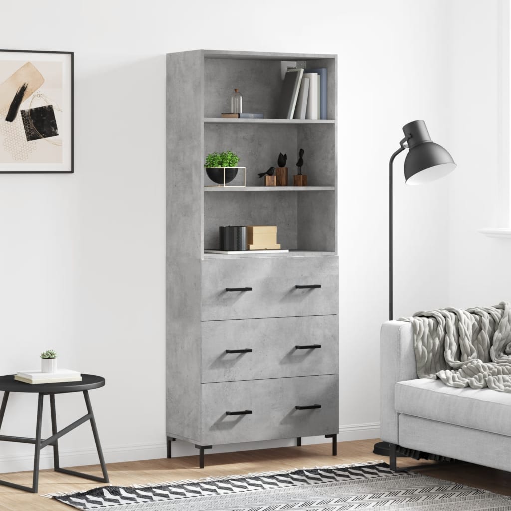 Skříň Betonově Šedá 69,5 X 32,5 X 180 Cm Kompozitní Dřevo