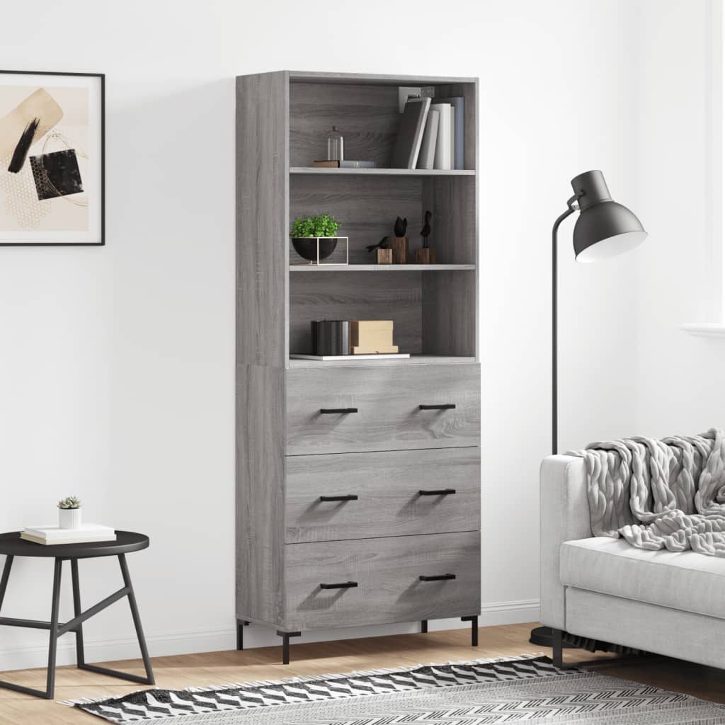 Skříň Betonově Šedá 69,5 X 32,5 X 180 Cm Kompozitní Dřevo