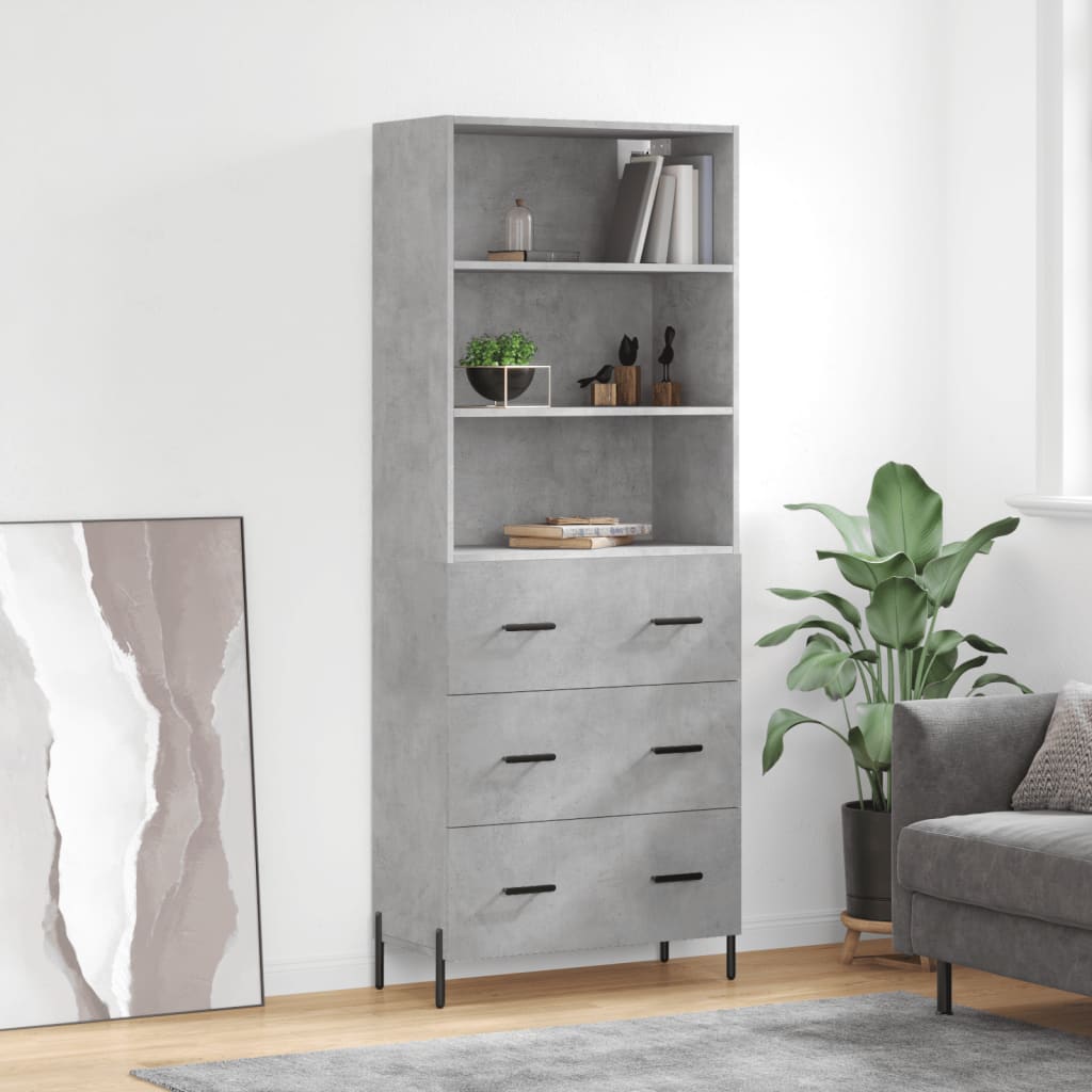 Skříň Betonově Šedá 69,5 X 32,5 X 180 Cm Kompozitní Dřevo