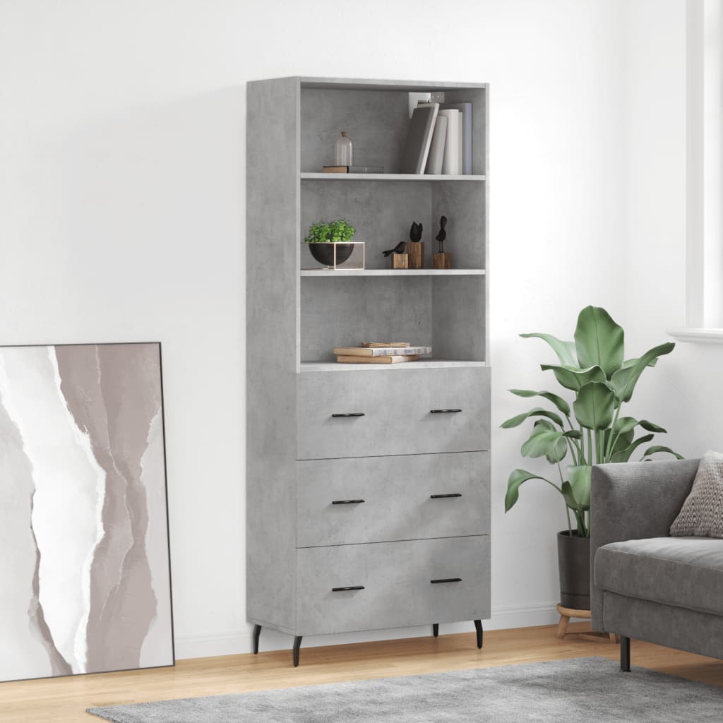 Skříň Betonově Šedá 69,5 X 32,5 X 180 Cm Kompozitní Dřevo
