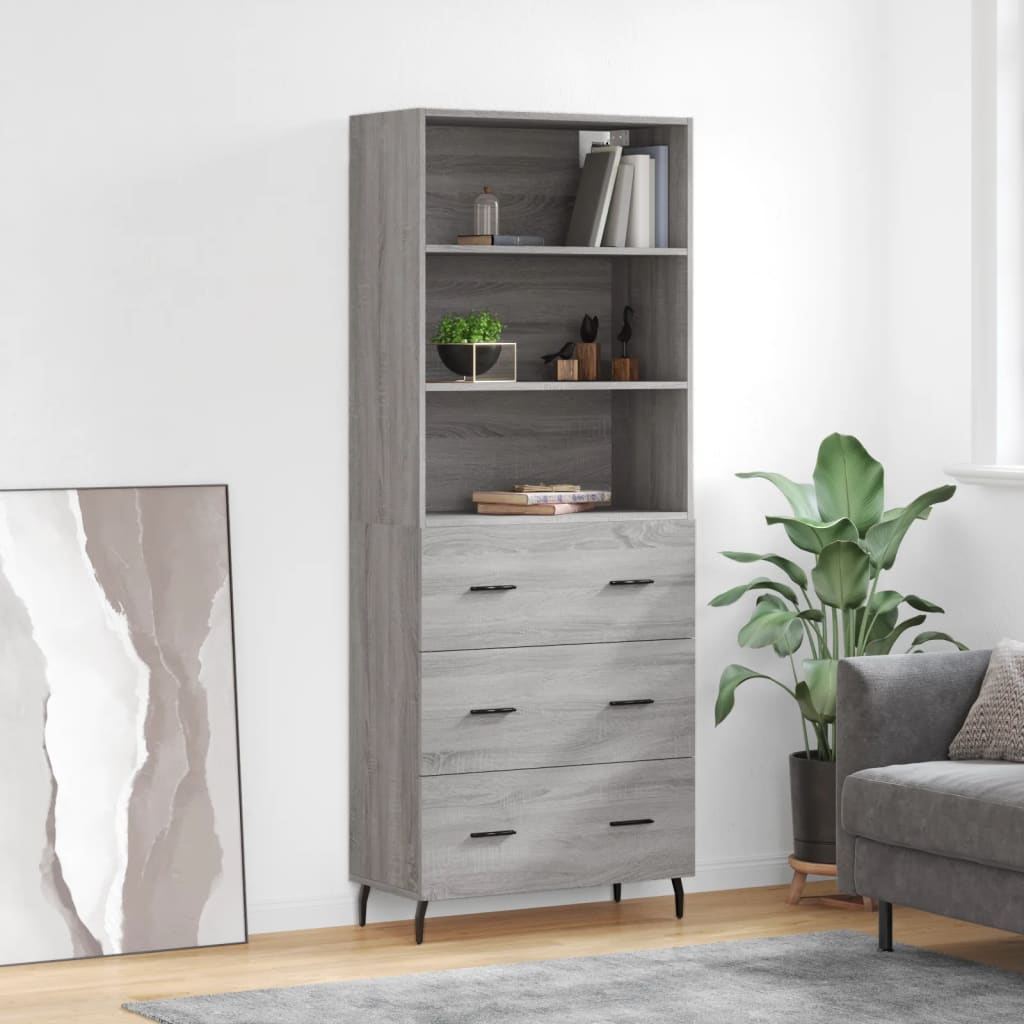 Skříň Betonově Šedá 69,5 X 32,5 X 180 Cm Kompozitní Dřevo