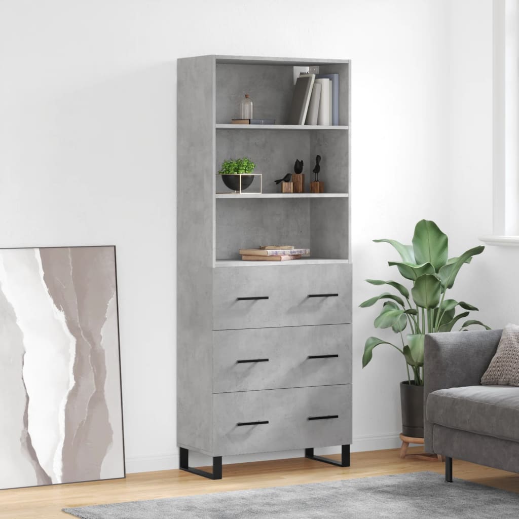 Skříň Betonově Šedá 69,5 X 32,5 X 180 Cm Kompozitní Dřevo