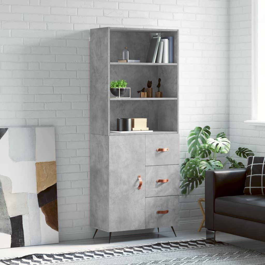 Skříň Betonově Šedá 69,5 X 32,5 X 180 Cm Kompozitní Dřevo