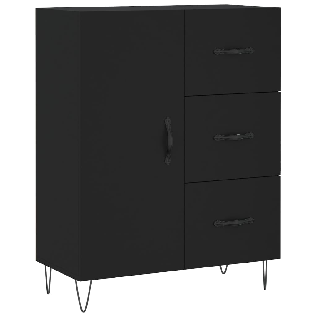 Skříň Highboard Černá 69,5 X 34 X 180 Cm Kompozitní Dřevo