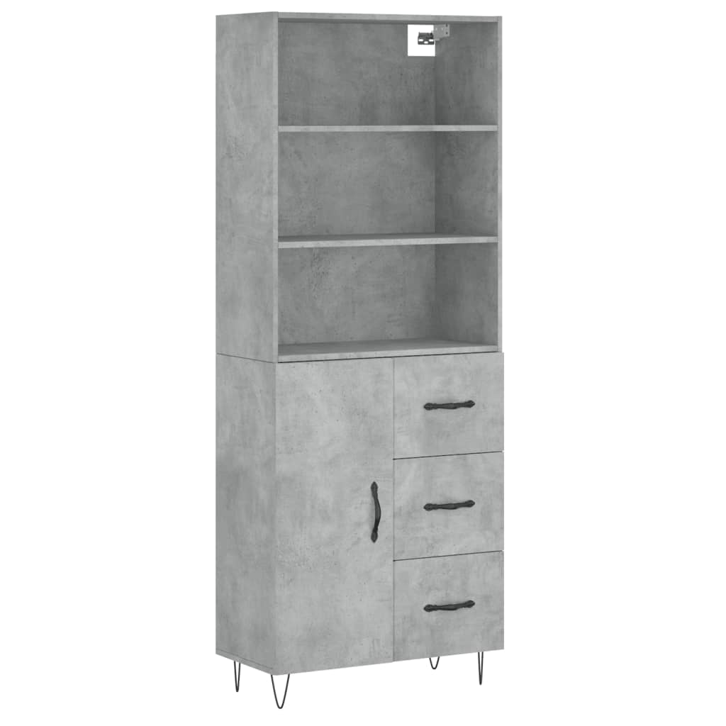 Skříň Highboard Betonově Šedá 69,5X34X180 Cm Kompozitní Dřevo