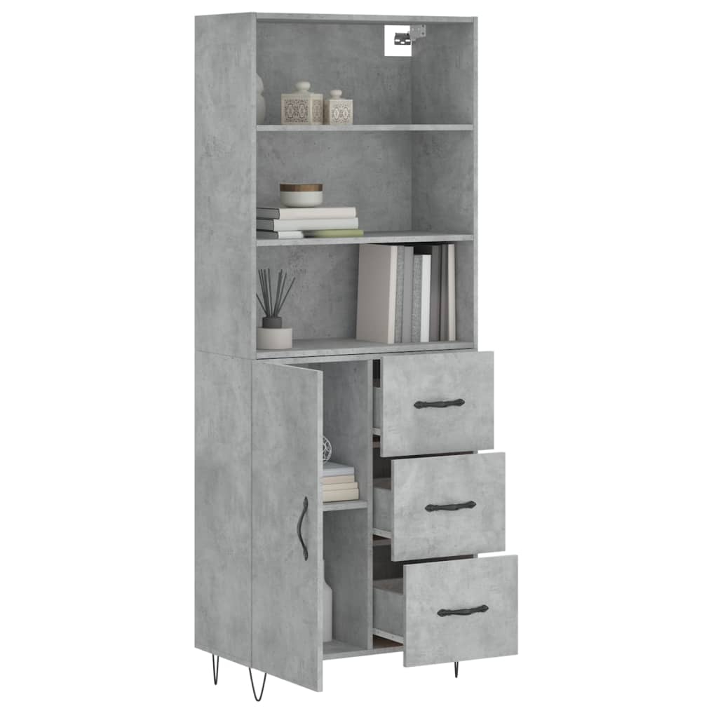 Skříň Highboard Betonově Šedá 69,5X34X180 Cm Kompozitní Dřevo
