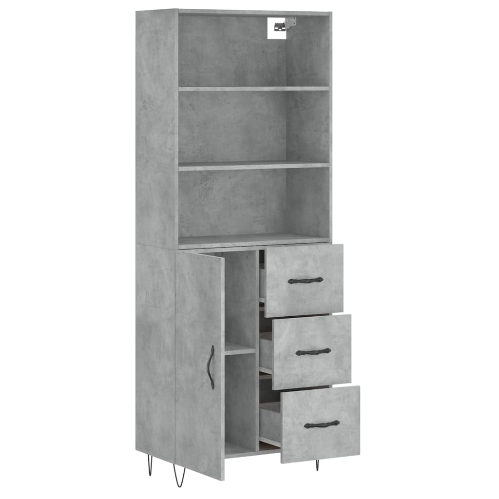 Skříň Highboard Betonově Šedá 69,5X34X180 Cm Kompozitní Dřevo