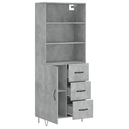 Skříň Highboard Betonově Šedá 69,5X34X180 Cm Kompozitní Dřevo