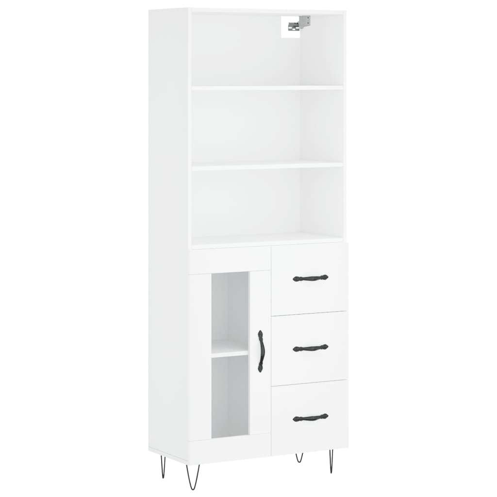 Skříň Highboard Bílá 69,5 X 34 X 180 Cm Kompozitní Dřevo