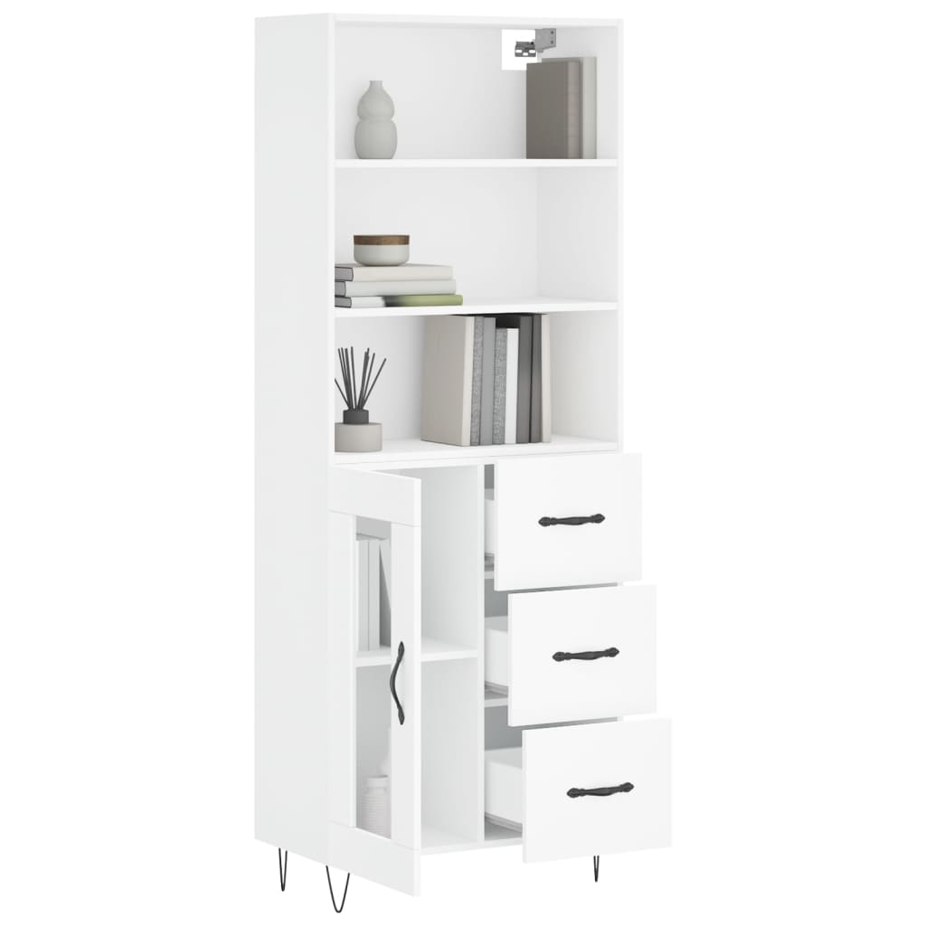 Skříň Highboard Bílá 69,5 X 34 X 180 Cm Kompozitní Dřevo