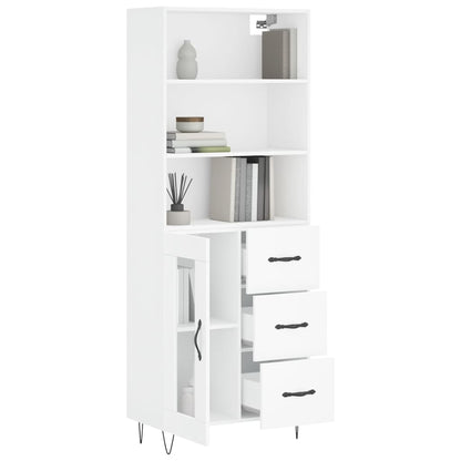 Skříň Highboard Bílá 69,5 X 34 X 180 Cm Kompozitní Dřevo