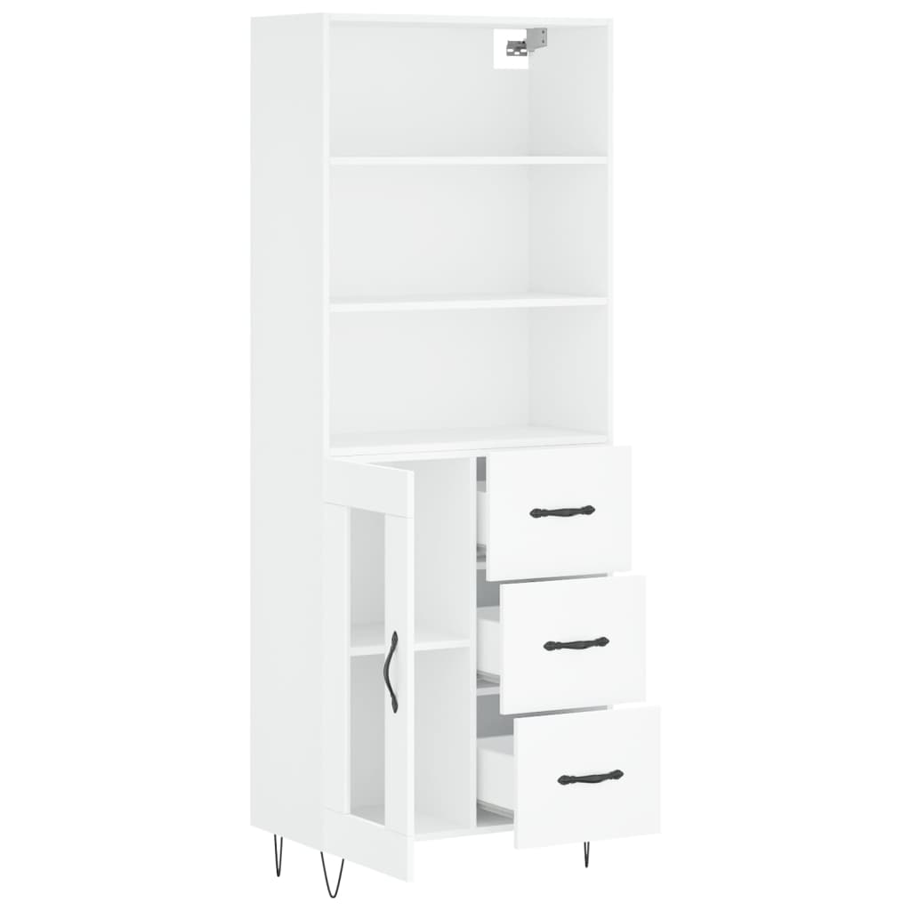 Skříň Highboard Bílá 69,5 X 34 X 180 Cm Kompozitní Dřevo