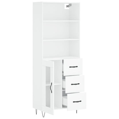 Skříň Highboard Bílá 69,5 X 34 X 180 Cm Kompozitní Dřevo