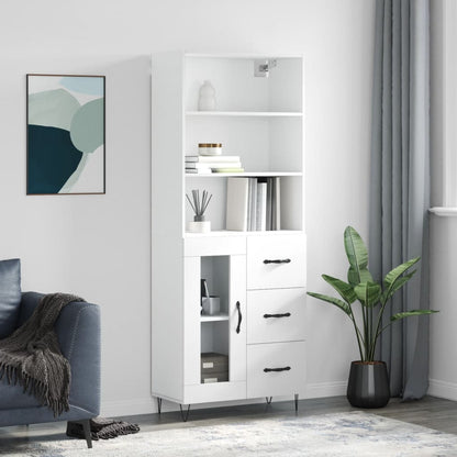 Skříň Highboard Bílá 69,5 X 34 X 180 Cm Kompozitní Dřevo