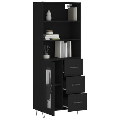 Skříň Highboard Černá 69,5 X 34 X 180 Cm Kompozitní Dřevo