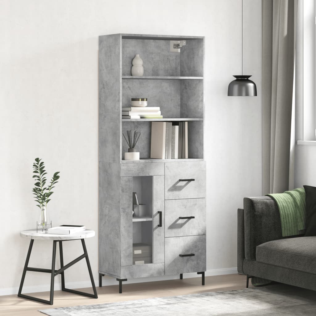 Skříň Betonově Šedá 69,5 X 32,5 X 180 Cm Kompozitní Dřevo