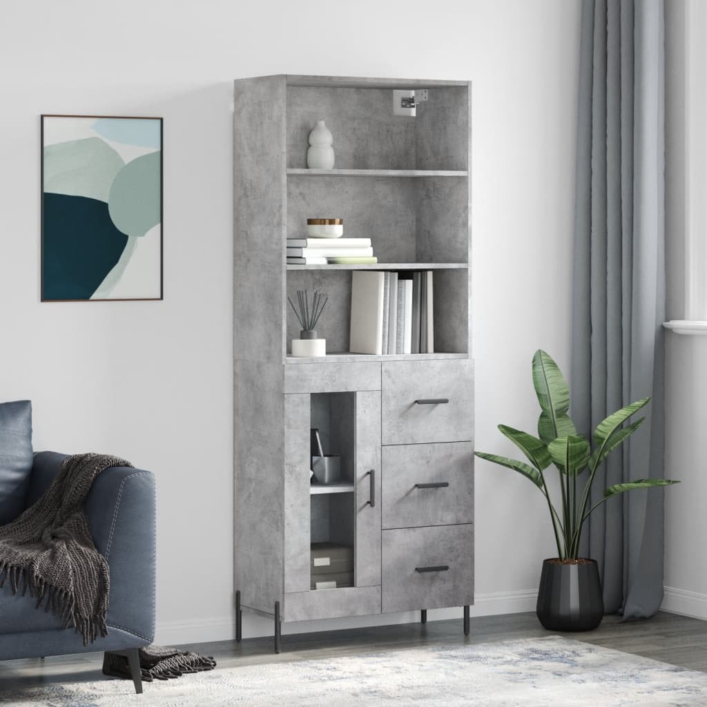 Skříň Betonově Šedá 69,5 X 32,5 X 180 Cm Kompozitní Dřevo