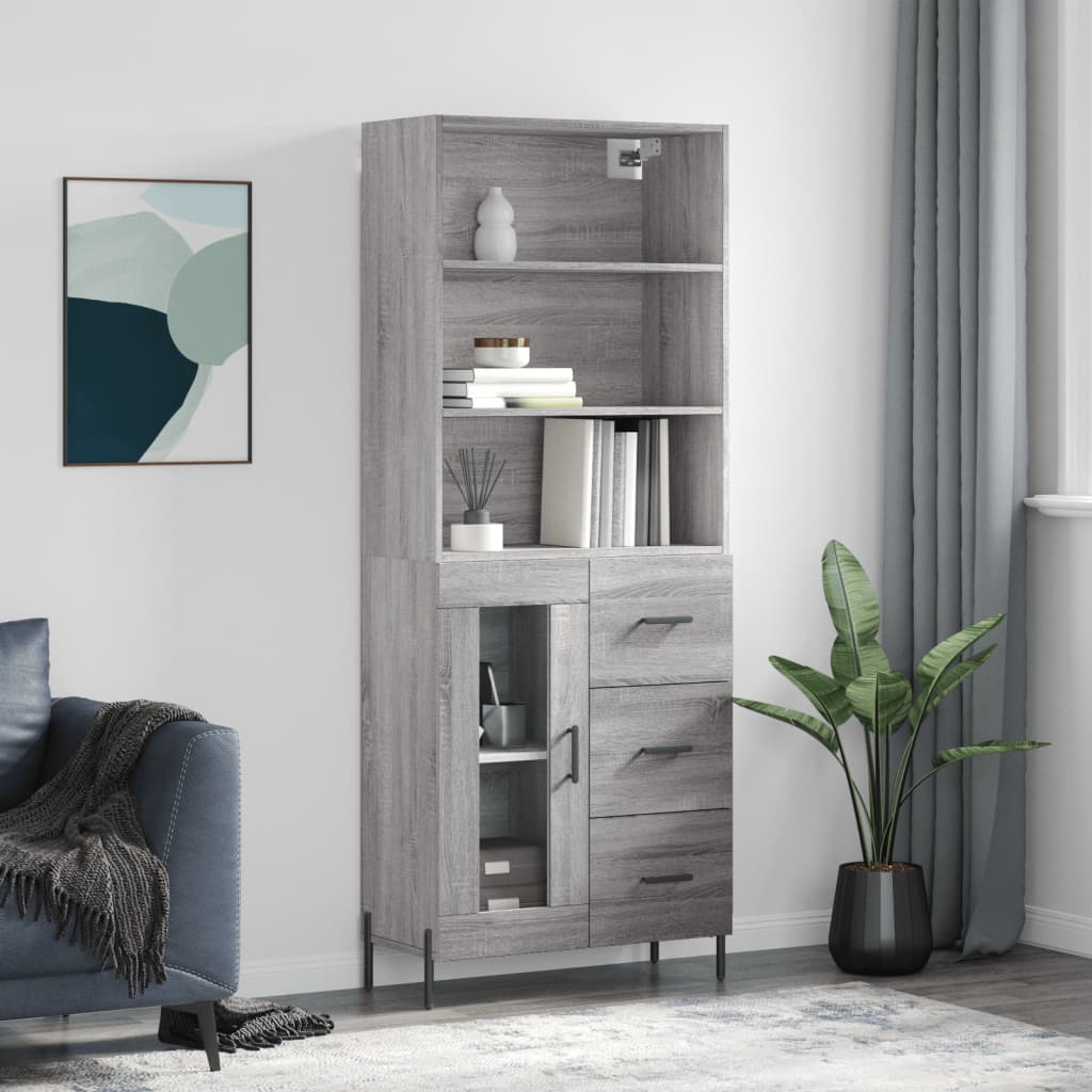 Skříň Betonově Šedá 69,5 X 32,5 X 180 Cm Kompozitní Dřevo