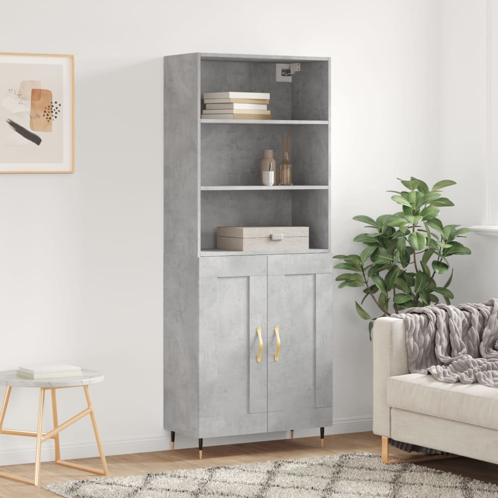 Skříň Betonově Šedá 69,5 X 32,5 X 180 Cm Kompozitní Dřevo