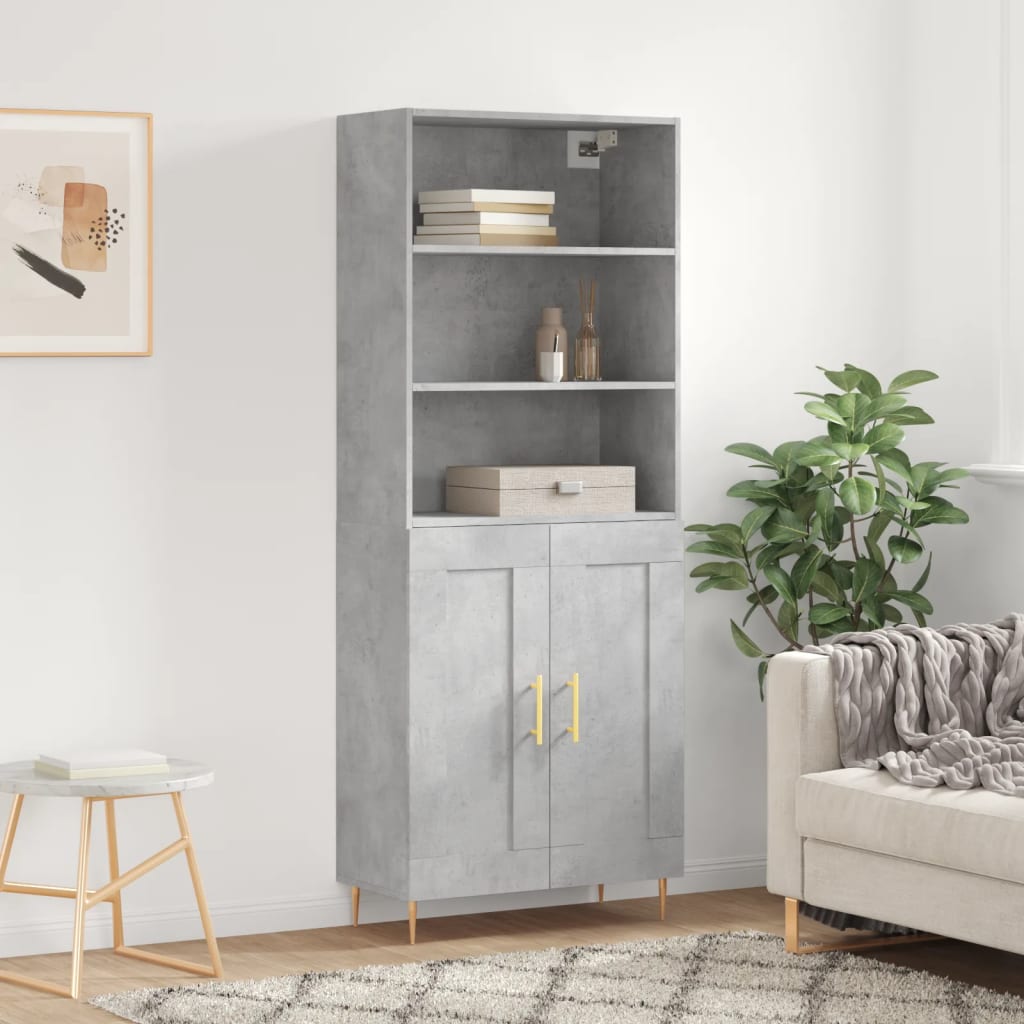 Skříň Betonově Šedá 69,5 X 32,5 X 180 Cm Kompozitní Dřevo