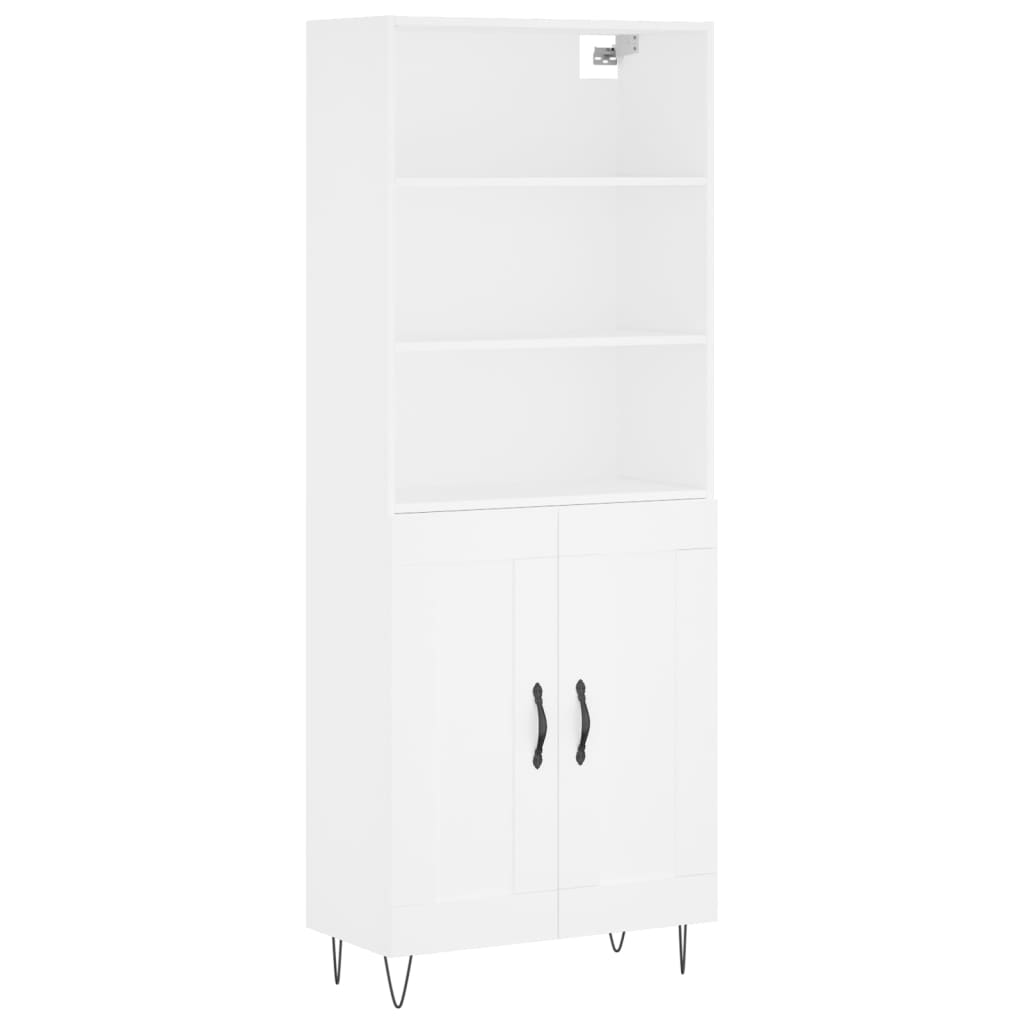 Skříň Highboard Bílá 69,5 X 34 X 180 Cm Kompozitní Dřevo