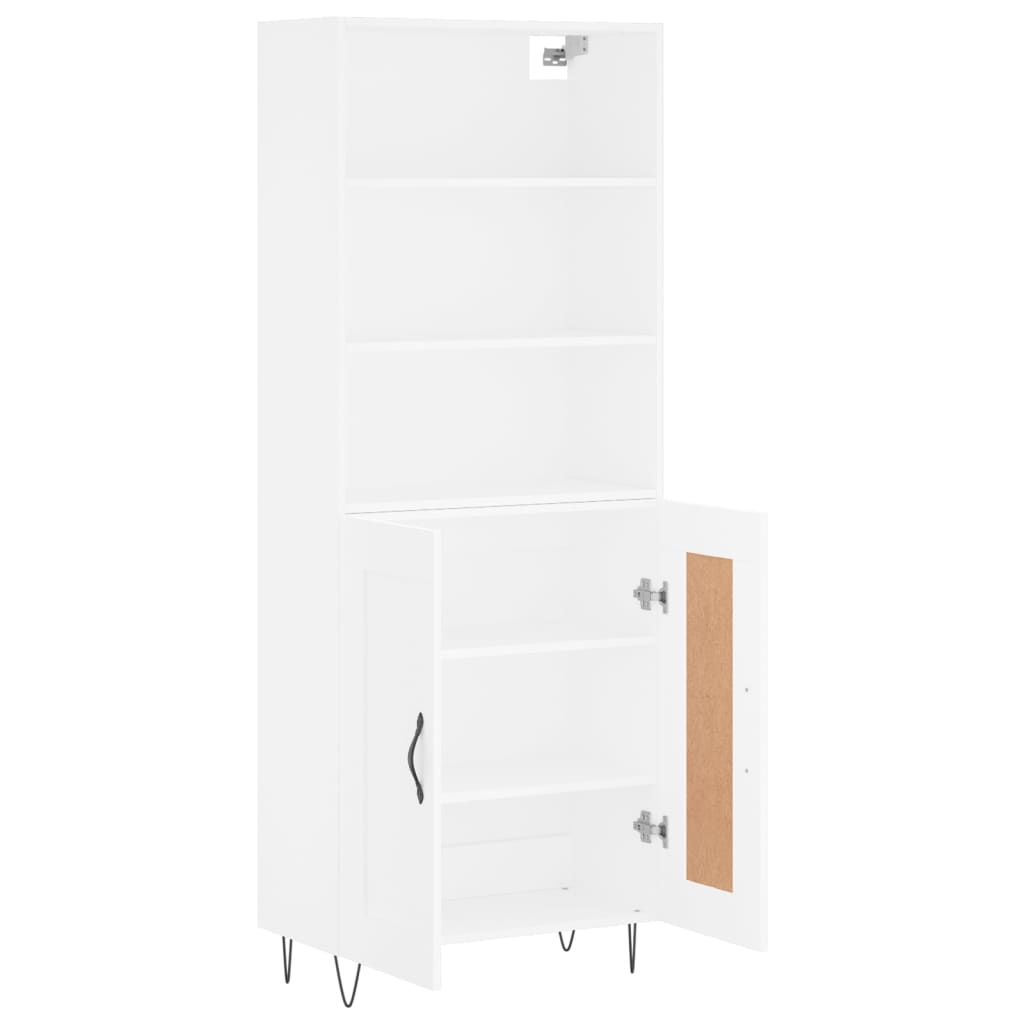 Skříň Highboard Bílá 69,5 X 34 X 180 Cm Kompozitní Dřevo