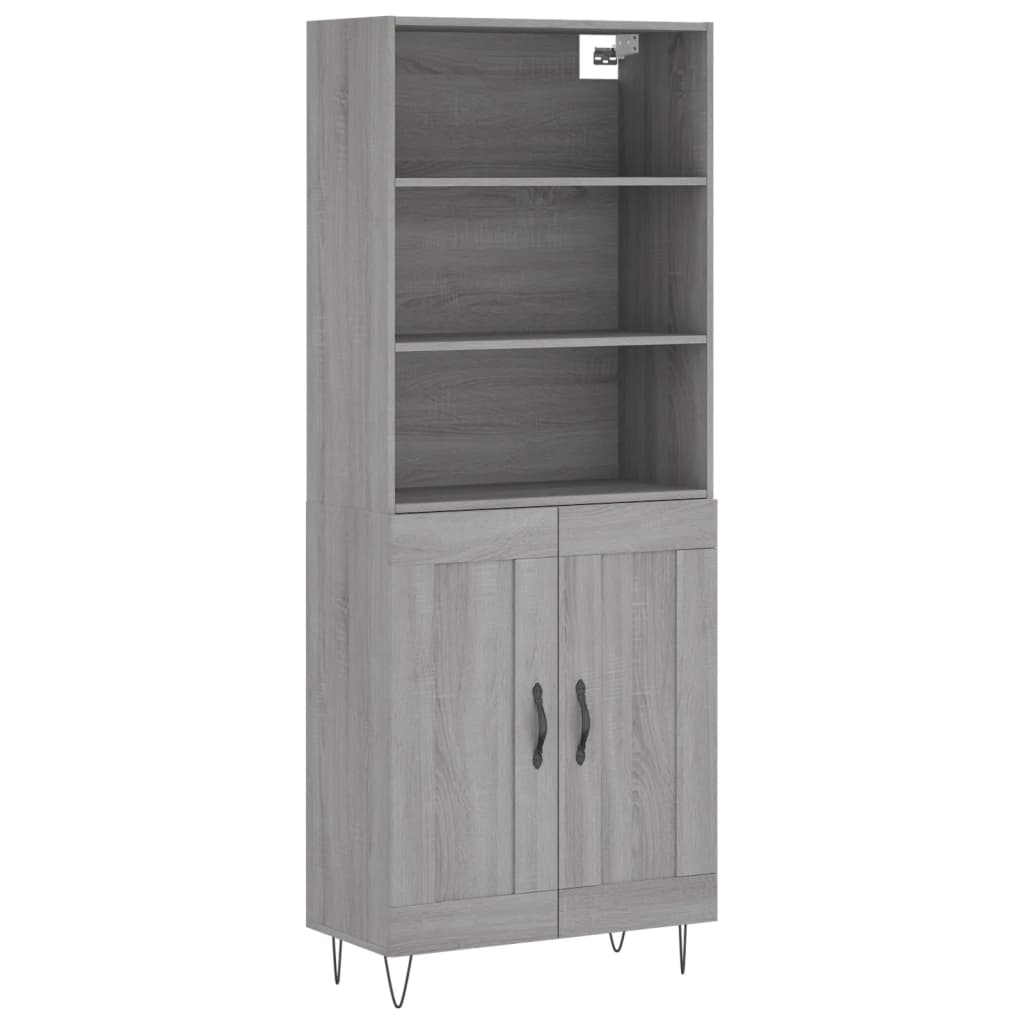 Skříň Highboard Šedá Sonoma 69,5 X 34 X 180 Cm Kompozitní Dřevo