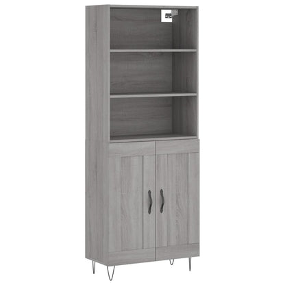 Skříň Highboard Šedá Sonoma 69,5 X 34 X 180 Cm Kompozitní Dřevo