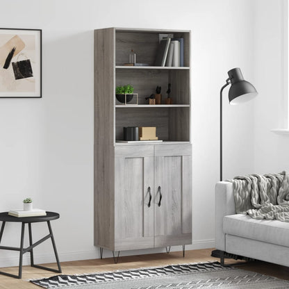 Skříň Highboard Šedá Sonoma 69,5 X 34 X 180 Cm Kompozitní Dřevo