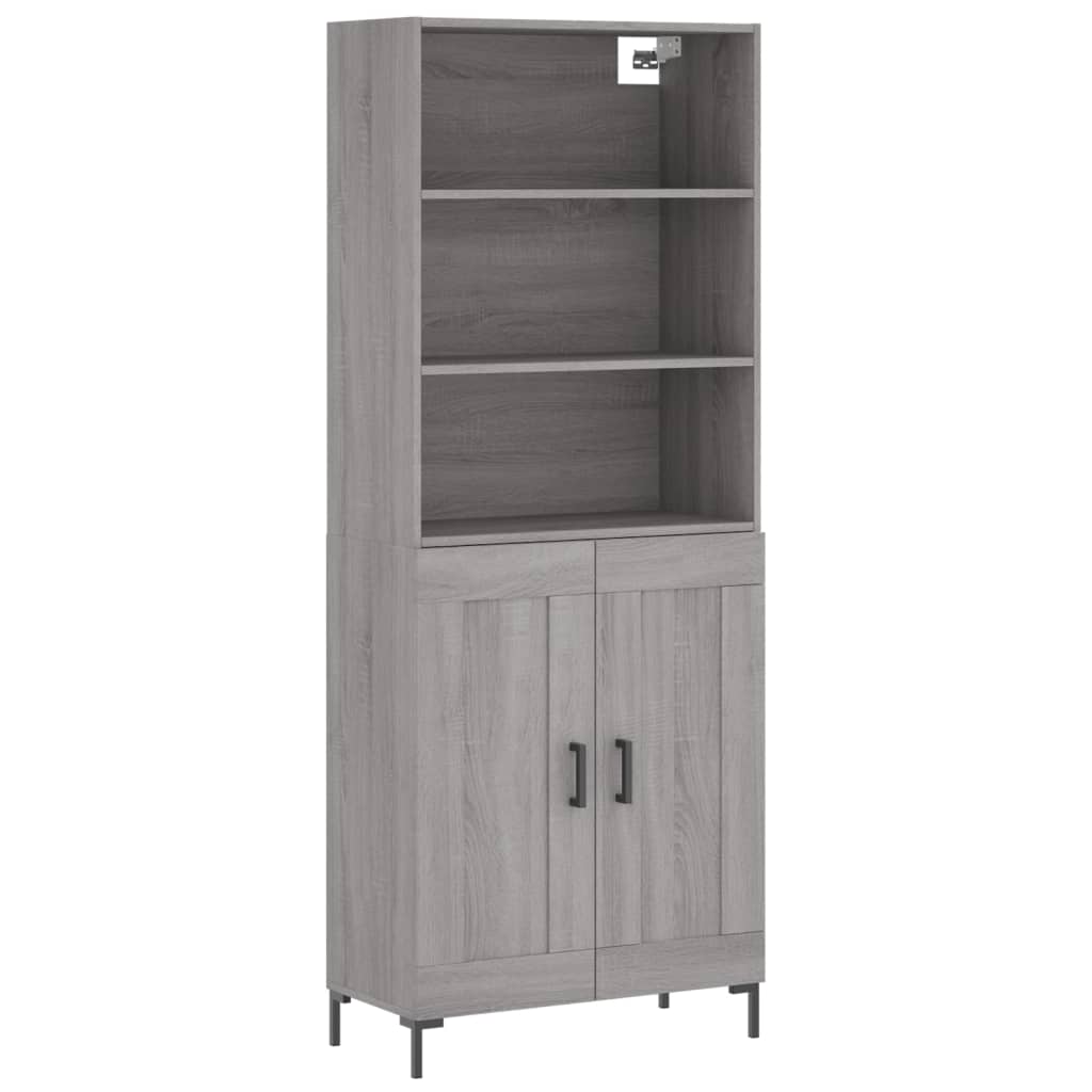 Skříň Highboard Šedá Sonoma 69,5 X 34 X 180 Cm Kompozitní Dřevo