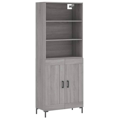 Skříň Highboard Šedá Sonoma 69,5 X 34 X 180 Cm Kompozitní Dřevo