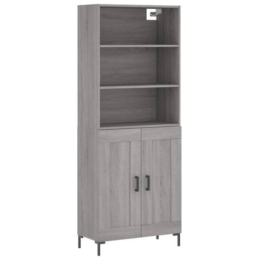 Skříň Highboard Šedá Sonoma 69,5 X 34 X 180 Cm Kompozitní Dřevo