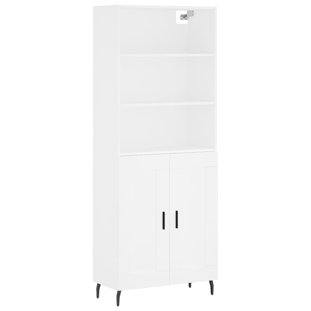 Skříň Highboard Bílá 69,5 X 34 X 180 Cm Kompozitní Dřevo
