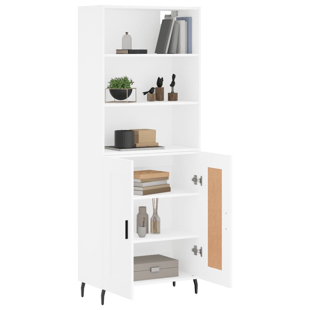 Skříň Highboard Bílá 69,5 X 34 X 180 Cm Kompozitní Dřevo