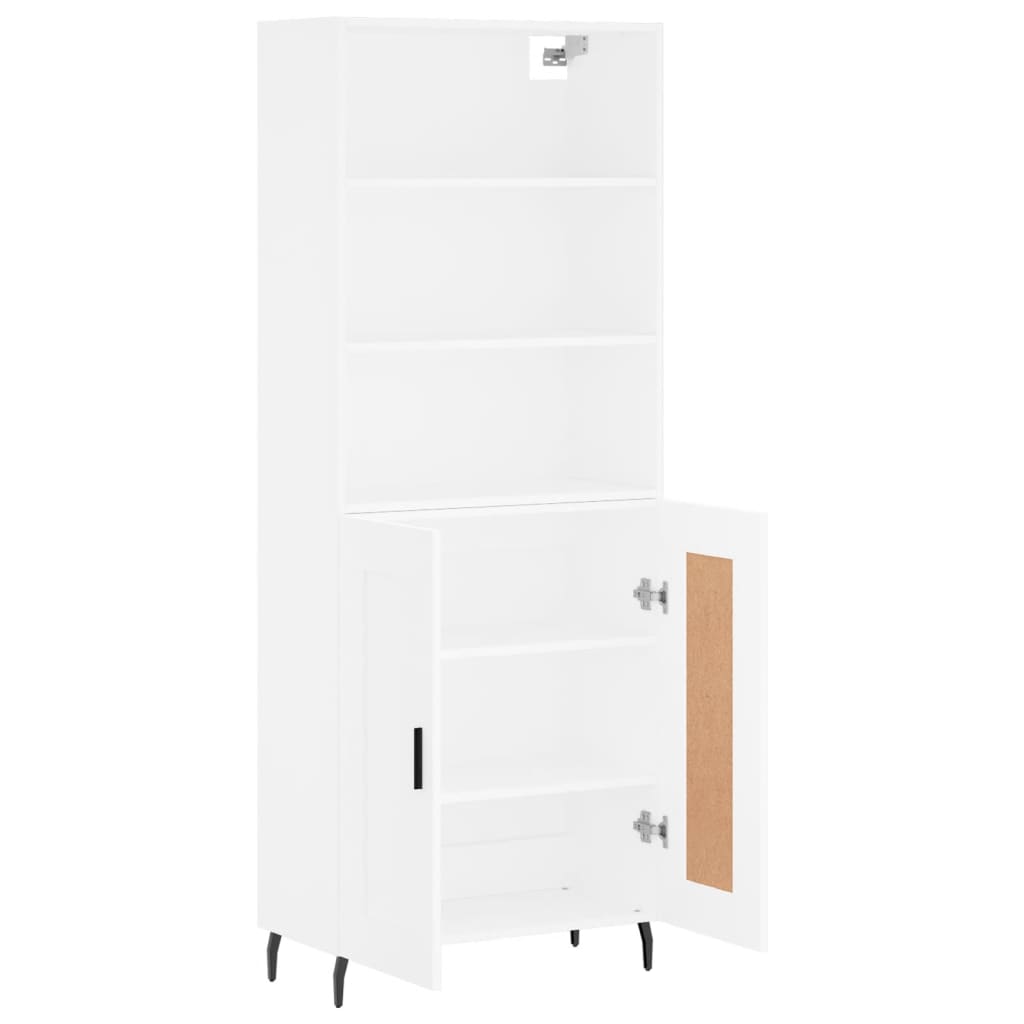 Skříň Highboard Bílá 69,5 X 34 X 180 Cm Kompozitní Dřevo