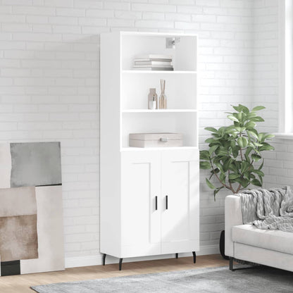 Skříň Highboard Bílá 69,5 X 34 X 180 Cm Kompozitní Dřevo