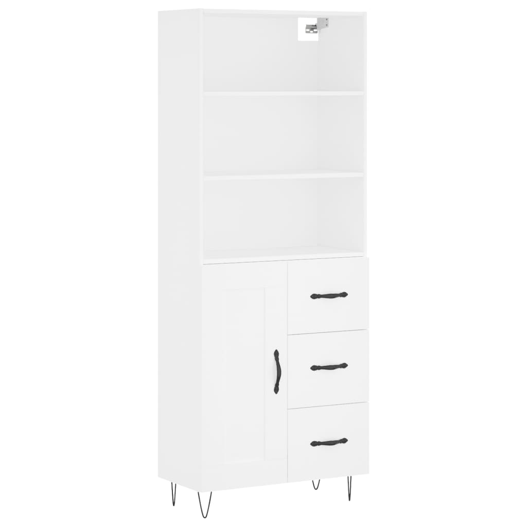 Skříň Highboard Bílá 69,5 X 34 X 180 Cm Kompozitní Dřevo