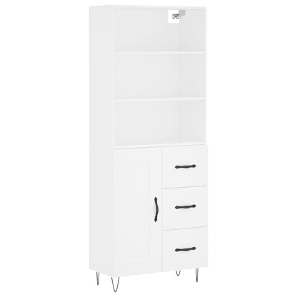 Skříň Highboard Bílá 69,5 X 34 X 180 Cm Kompozitní Dřevo