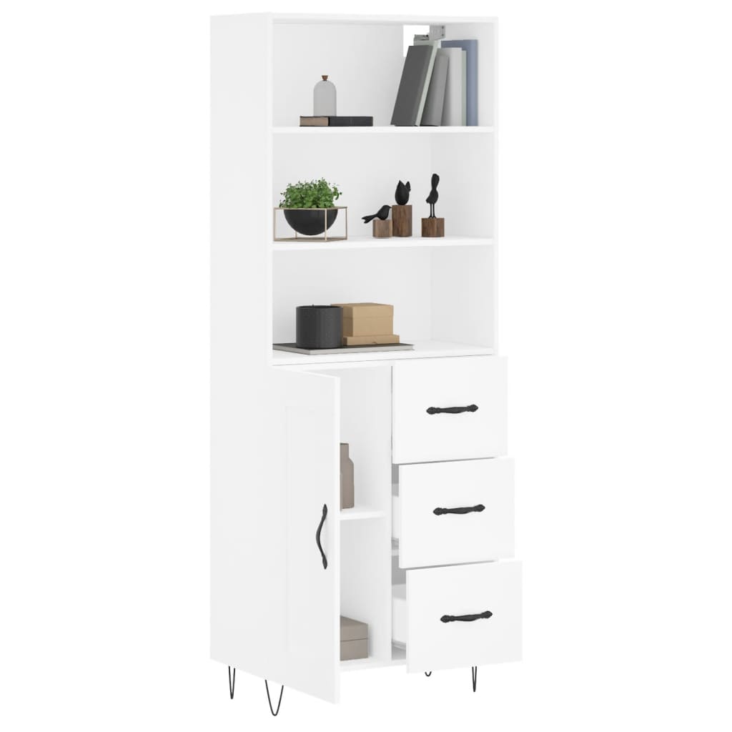 Skříň Highboard Bílá 69,5 X 34 X 180 Cm Kompozitní Dřevo