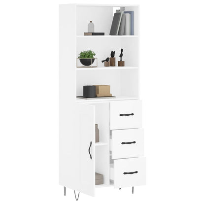 Skříň Highboard Bílá 69,5 X 34 X 180 Cm Kompozitní Dřevo