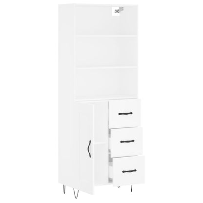 Skříň Highboard Bílá 69,5 X 34 X 180 Cm Kompozitní Dřevo
