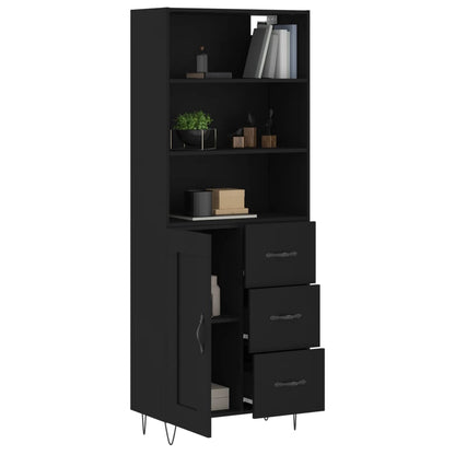 Skříň Highboard Černá 69,5 X 34 X 180 Cm Kompozitní Dřevo