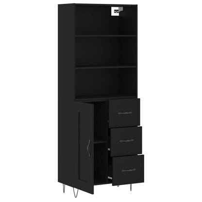 Skříň Highboard Černá 69,5 X 34 X 180 Cm Kompozitní Dřevo